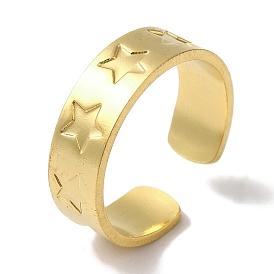 PVD Vacuum Plating 201 Stainless Steel Star Wide Open Cuff Rings for Women