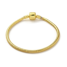 Iron Round Snake Chain Bracelets, with Brass Clasps, Long-Lasting Plated