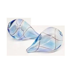 Transparent Handmade Blown Glass Globe Beads, Stripe Pattern, Teardrop