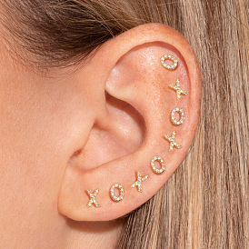 The same fashion earrings 18K gold stainless steel XO letter earrings women's versatile earrings earrings