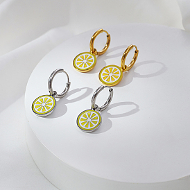 Серьги-кольца из нержавеющей стали с лимоном
