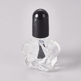 Прозрачный стеклянный лак для ногтей пустая бутылка, с кистью, формы цветка
