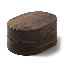 Wooden Finger Ring Boxes, with Lining Inside and Magnetic Clasps, for Wedding Valentine's Day, Oval