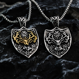 Винтажный 304 кулон-подвеска в виде головы оленя из нержавеющей стали в стиле викингов для мужчин