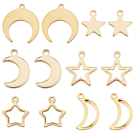 60 piezas 6 estilo 304 dijes de acero inoxidable, la luna y las estrellas