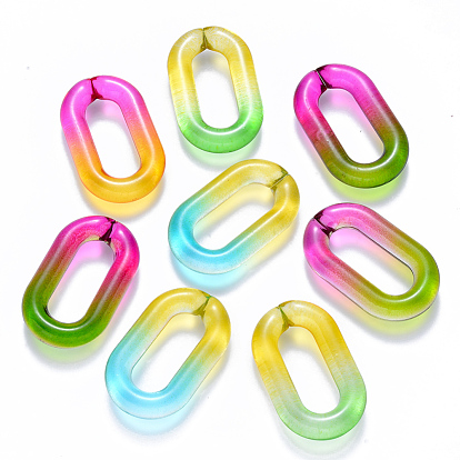 Two Tone Transparent Acrylic Linking Rings, Quick Link Connectors, for Cable Chains Making, Oval