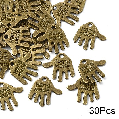 30Шармы из сплава в тибетском стиле, без кадмия и без свинца, ладонь с надписью