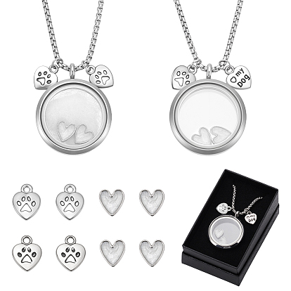 Талисман из сплава, подвески из медальона из нержавеющей стали, сплав эмали кабошоны, 201 коробка из нержавеющей стали цепи ожерелье, картонная бумажная шкатулка для украшений