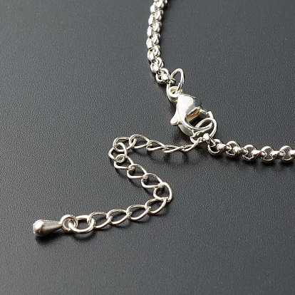 304 Stainless Steel Rolo Bracelet Making, with Brass Chain Extender