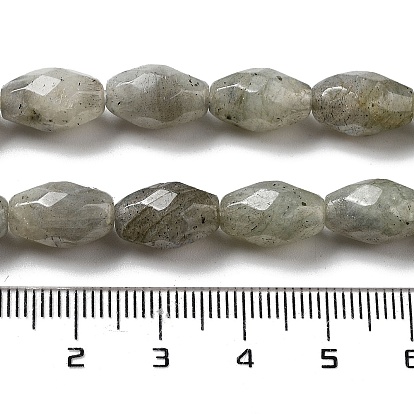 Natural Labradorite Beads Strands, Faceted Rice