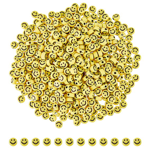 800 шт. непрозрачные акриловые бусины для рукоделия, плоские круглые с улыбающееся лицо