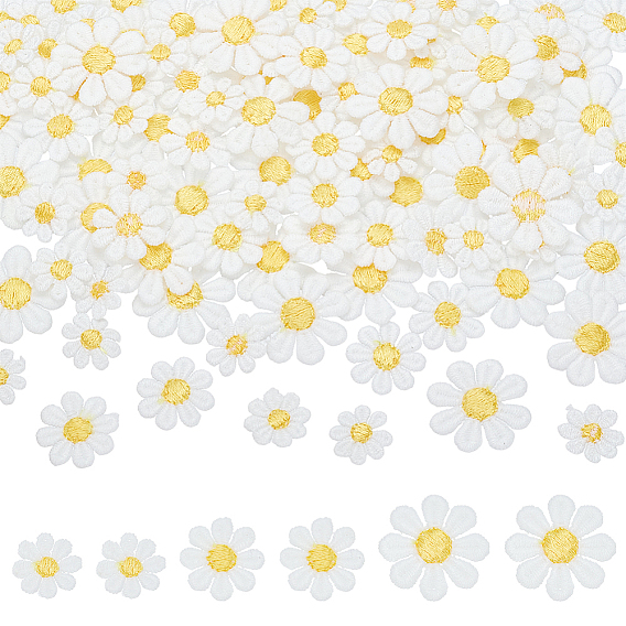 120шт 3 стили ромашки из полиэстера пришить аппликации, швейные украшения, Аксессуары для орнаментов