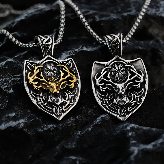 Винтажный 304 кулон-подвеска в виде головы оленя из нержавеющей стали в стиле викингов для мужчин