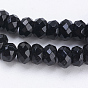 Natural Black Onyx Beads Strands, Dyed, Faceted, Rondelle