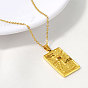 304 Stainless Steel Rectangle with Sun Pendant Necklaces for Women