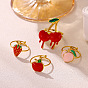 304 Stainless Steel Enamel Cuff Open Rings for Women, Golden