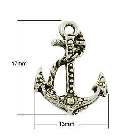 Сплавочные подвески тибетского стиля, без свинца и без кадмия, якорь, 17x13x2.5 мм, отверстие : 1.5 мм