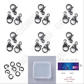 36Pcs 6 Style PVD Vacuum Plating 304 Stainless Steel Lobster Claw Clasps, Long-Lasting Plated, Parrot Trigger Clasps and 40Pcs 304 Stainless Steel Open Jump Rings