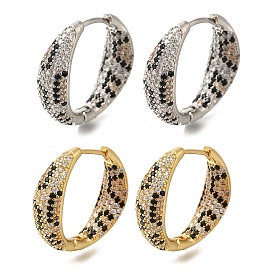 Rack Plating Brass Micro Pave Cubic Zirconia Hoop Earrings, Long-Lasting Plated, Lead Free & Cadmium Free