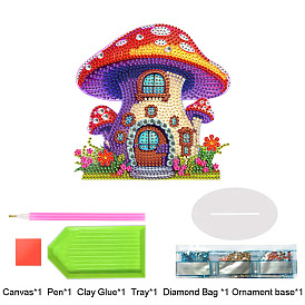 DIY Mushroom House Diamond Painting Kit, Including Acrylic Rhinestones Bag, Diamond Sticky Pen, Tray Plate, Oval Base, Glue Clay and Canvas