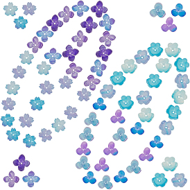 80 pcs 4 styles capuchons de perles en acétate de cellulose (résine), 4 pétales, fleur