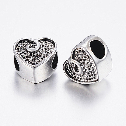 304 из нержавеющей стали европейские шарики, бусины с большим отверстием, сердце