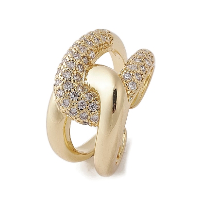 Brass with Micro Pave Cubic Zirconia Adjustable Open Rings