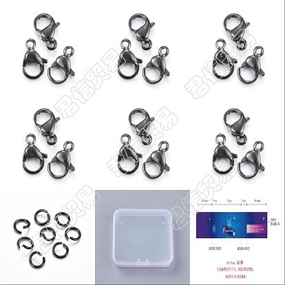 36Pcs 6 Style PVD Vacuum Plating 304 Stainless Steel Lobster Claw Clasps, Long-Lasting Plated, Parrot Trigger Clasps and 40Pcs 304 Stainless Steel Open Jump Rings