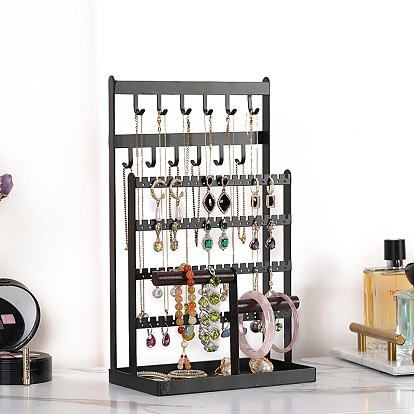 3-ярусные железные стеллажи для ювелирных изделий с поддоном, для сережек, , хранение браслетов