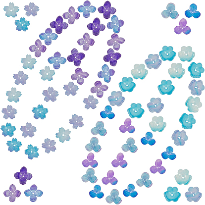 80 pcs 4 styles capuchons de perles en acétate de cellulose (résine), 4 pétales, fleur