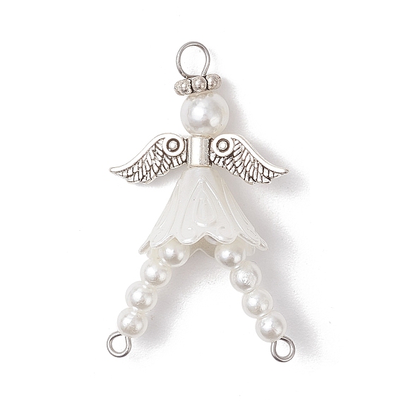 Абс пластмассовые жемчужные подвески, ангел, с крылом из сплава и 304 петлей из нержавеющей стали