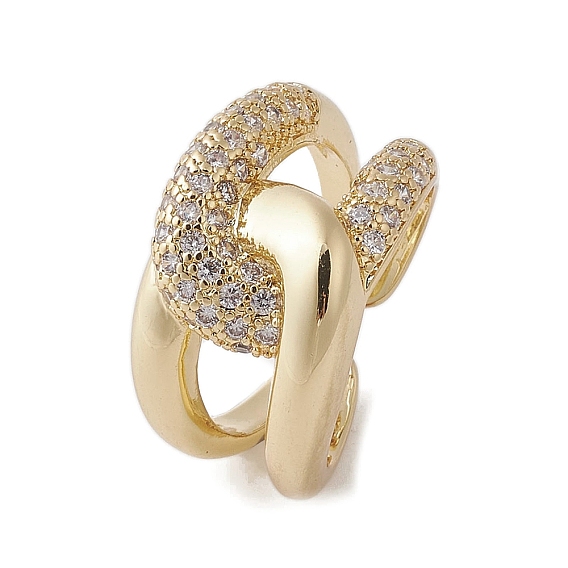 Brass with Micro Pave Cubic Zirconia Adjustable Open Rings