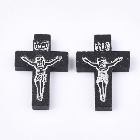 Printed Wooden Pendants, Crucifix Cross, For Easter