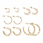 C-shape Stud Earrings, Imitation Pearl Beads Half Hoop Earrings, Alloy Open Hoop Earrings for Women