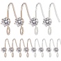 20Pcs 2 Color Brass Earring Hooks, with Clear Cubic Zirconia & Horizontal Loops