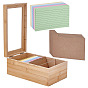 Cajas rectangulares de madera para guardar tarjetas de alimentos, Cajas divisorias transparentes ajustables con tapa abatible y ventana visible., 30 hojas de papel para notas y 5 tarjetas