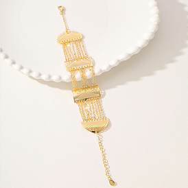 Элегантные латунные прямоугольные браслеты, браслеты-цепочки для женщин