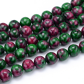 Synthetic Ruby in Zoisite Beads Strands, Dyed, Round