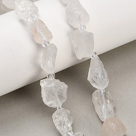 Natural Quartz Crystal Beads Strands, Rock Crystal, Raw Rough, Nuggets, with Seed Beads