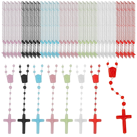 96шт. 6 цвета, цепочка из полиэстера и смолы, бусы-розарии, светящиеся подвески в виде креста Девы Марии