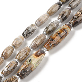 Natural Mexican Agate Beads Strands, Barrel