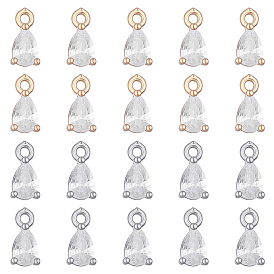 20Pcs 2 Colors Brass Micro Pave Cubic Zirconia Pendants, Teardrop Charms, Cadmium Free & Nickel Free & Lead Free, Real 18K Gold Plated/Platinum