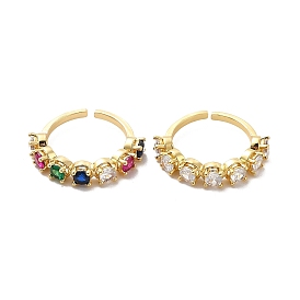 Cubic Zirconia Open Cuff Ring, Golden Brass Jewelry for Women