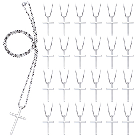 24 Набор подвесок в виде креста из религиозного сплава с цепочкой из нержавеющей стали (марка 667 эквивалент), не тускнеет