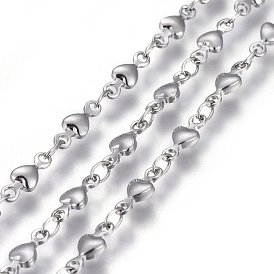 304 Stainless Steel Link Chains, Soldered, Heart