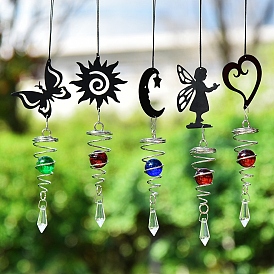 Teardrop Glass Suncatchers, Iron Hanging Ornaments, Rainbow Maker, for Garden & Home Decoration