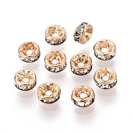 Латунные бусины разделители для поставки стразов, без кадмия и без свинца, рондель, прямой фланец, кристалл