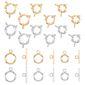 12Pcs 12 Style 304 Stainless Steel Clasps, Spring Ring Clasps and Ring Toggle Clasps