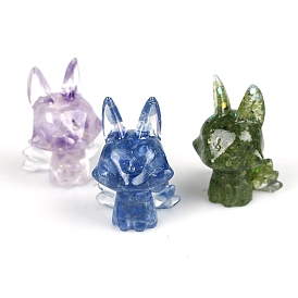 Украшение для дисплея девятихвостой лисы из смолы, с кусочками натуральных и синтетических драгоценных камней внутри статуй для украшения домашнего офиса