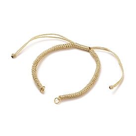 Регулируемый плетеный браслет из полиэфирного шнура, с открытыми пружинными кольцами из нержавеющей стали 304